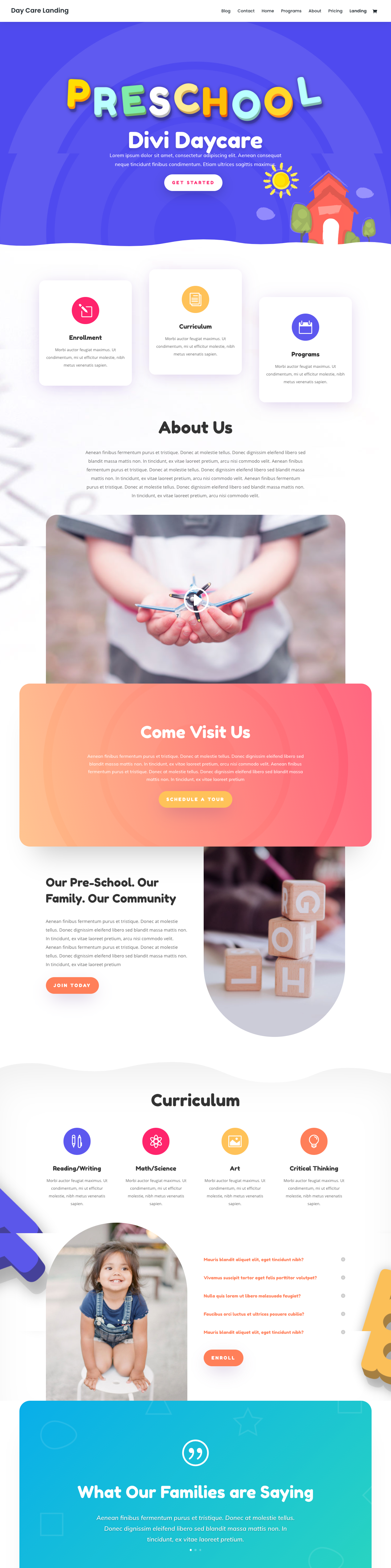 A layout for a template for a restaurant website